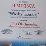 JULIA OLECHNOWICZ - LAUREATKA KONKURSU WIEDZY MORSKIEJ